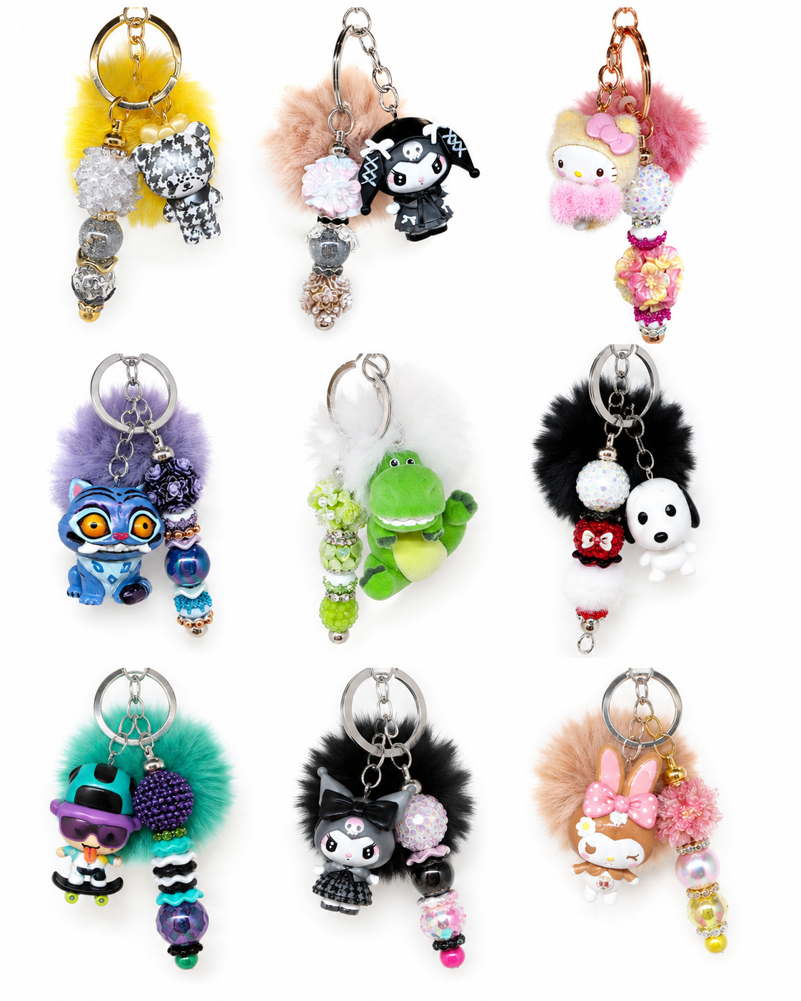 Custom Beadable Pompom Keyring/Bag Charm