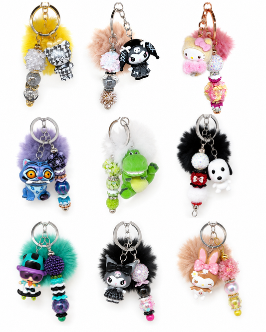 Custom Beadable Pompom Keyring/Bag Charm